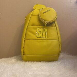 NWT Steve Madden Faux Leather (Bjaya) Backpack w/ AirPods pouch - Yellow